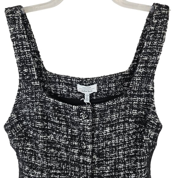& Other Stories Women US 6 Mini Dress B&W Recycled Cotton Tweed Square Neck $199 - Picture 2 of 12